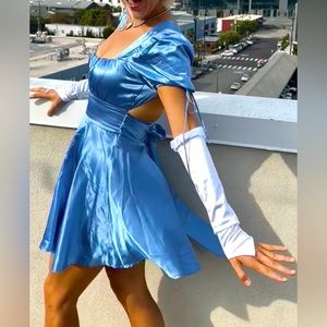 Lucy in the Sky Short Blue Dress with Sleeves